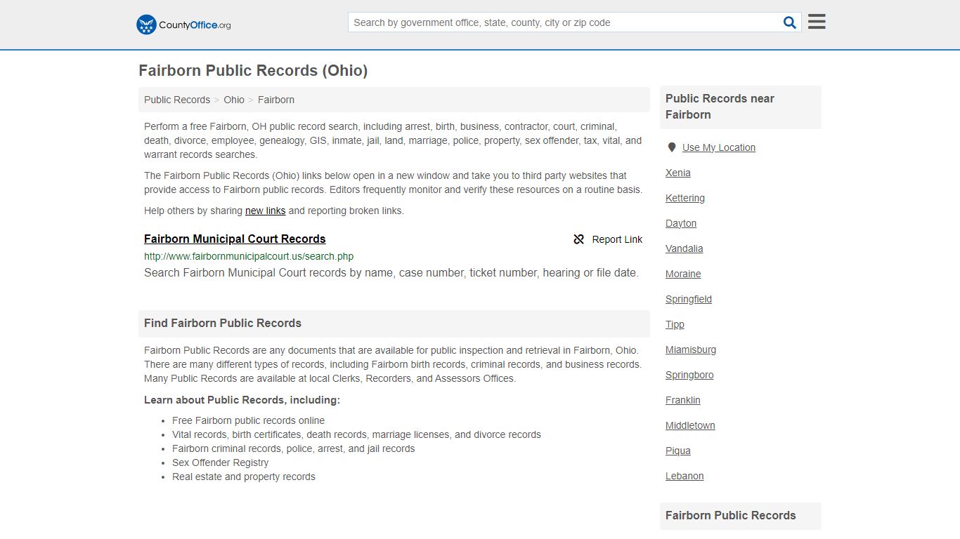 Public Records - Fairborn, OH (Business, Criminal, GIS, Property ...