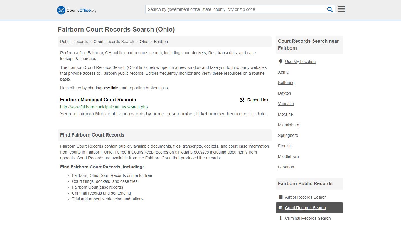 Court Records Search - Fairborn, OH (Adoptions, Criminal, Child Support ...